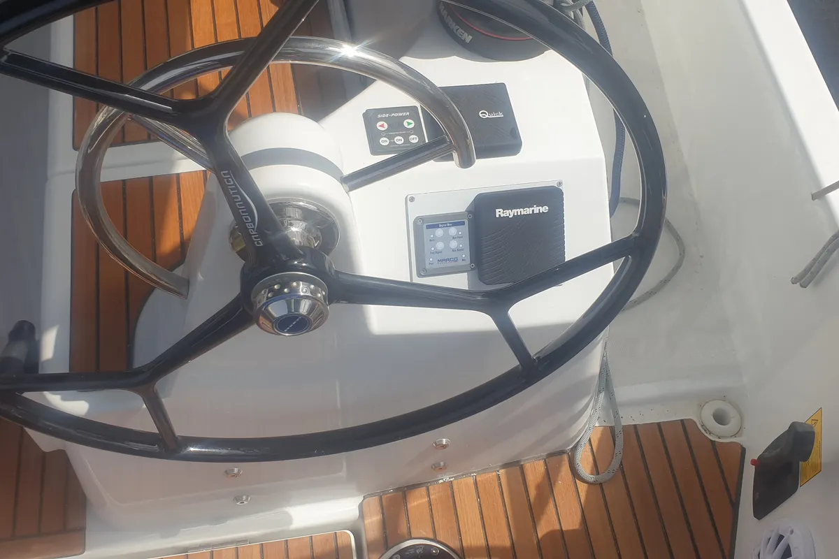 Cockpit of The Song Is You, a Jeanneau Sun Odyssey 410 sailboat at Tropea, Italy