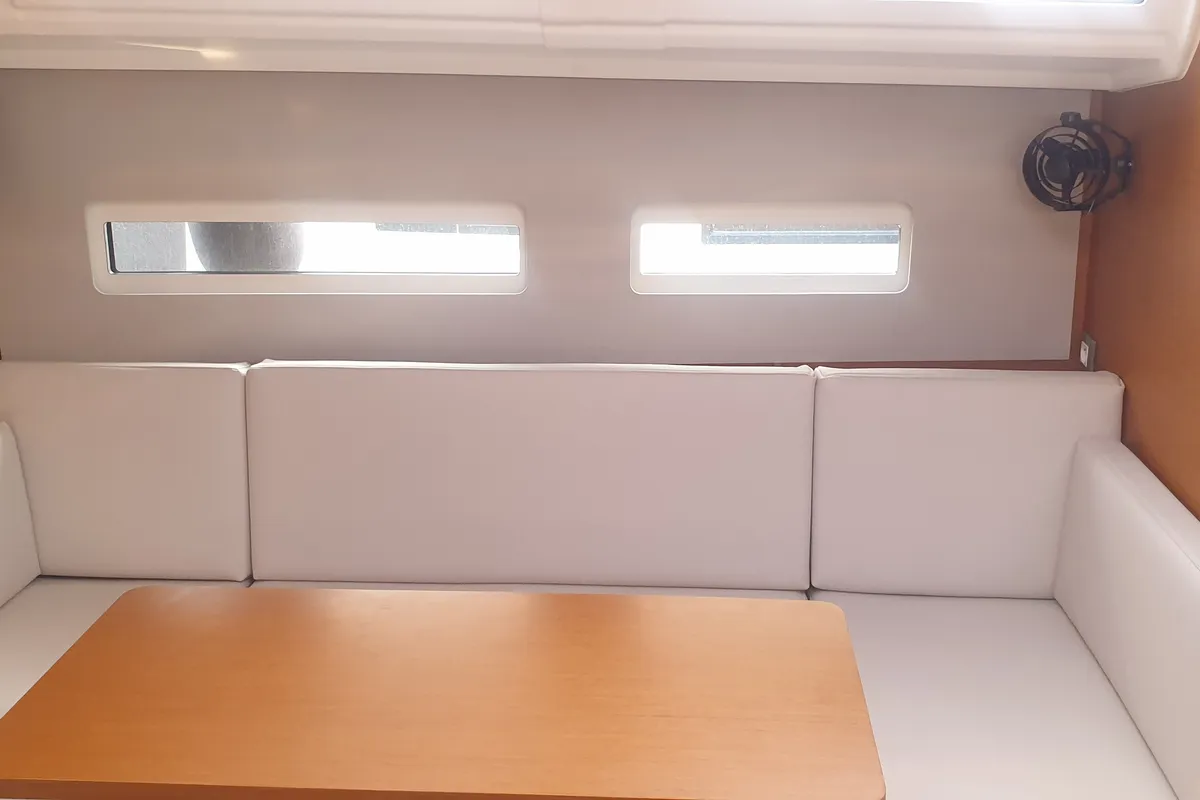 Salon of The Song Is You, a Jeanneau Sun Odyssey 410 sailboat at Tropea, Italy