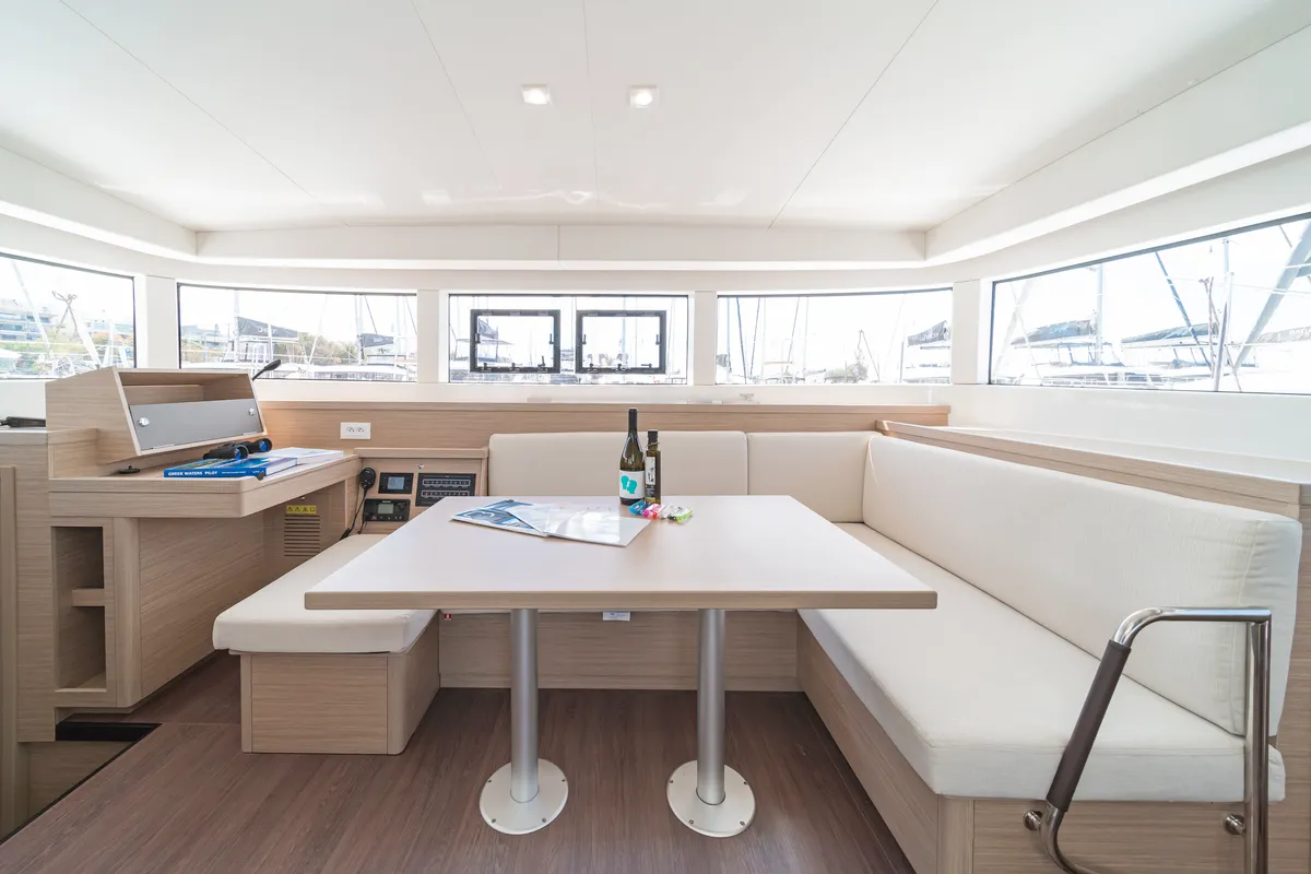 Salon of Nemo, a Lagoon 40 catamaran at Municipal Unit of Rhodes, Greece