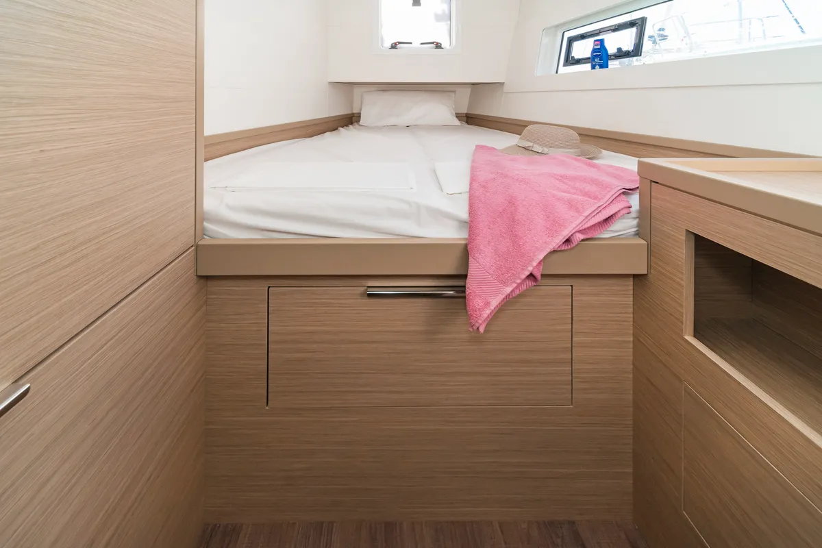 Cabin on Nemo, a Lagoon 40 catamaran at Municipal Unit of Rhodes, Greece