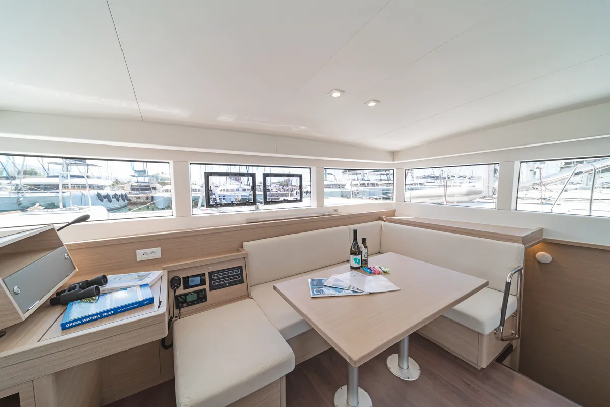 Salon of Nemo, a Lagoon 40 catamaran at Municipal Unit of Rhodes, Greece