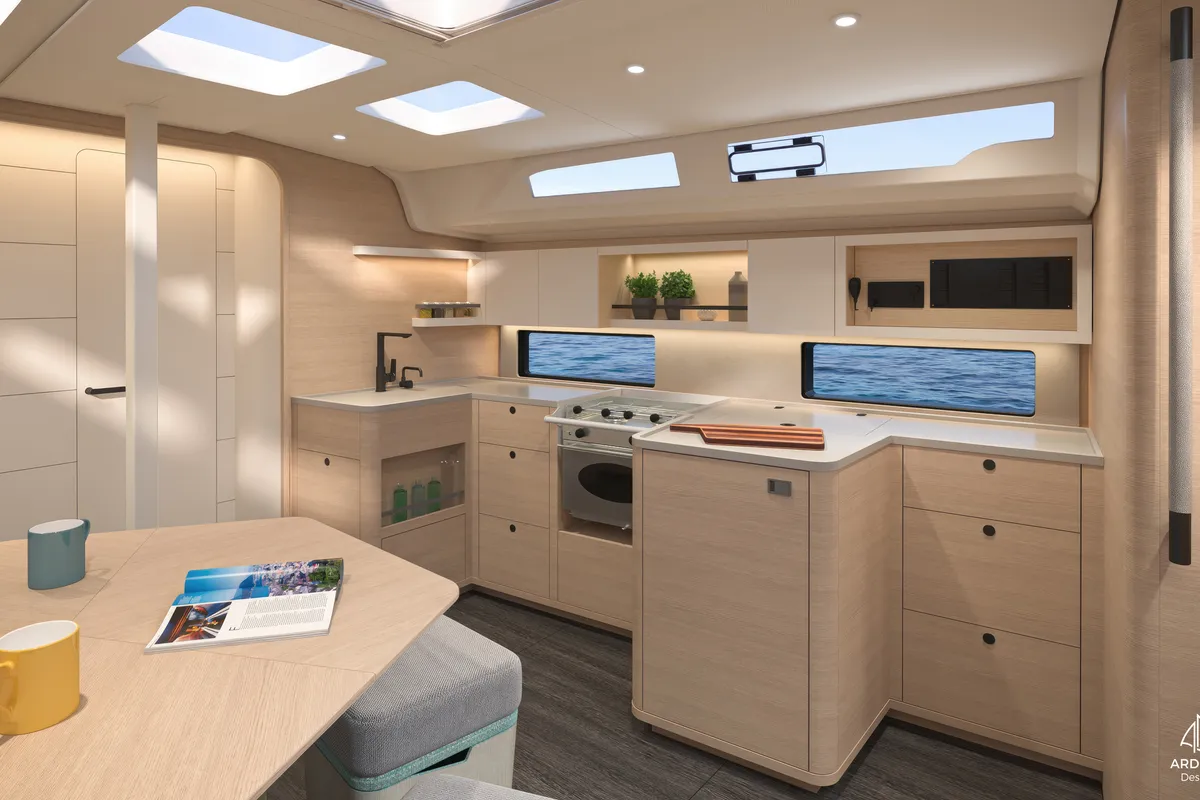 Galley of Sunsail 44.4 Premium, a Dufour 44 sailboat at Municipal Unit of Lefkada, Greece