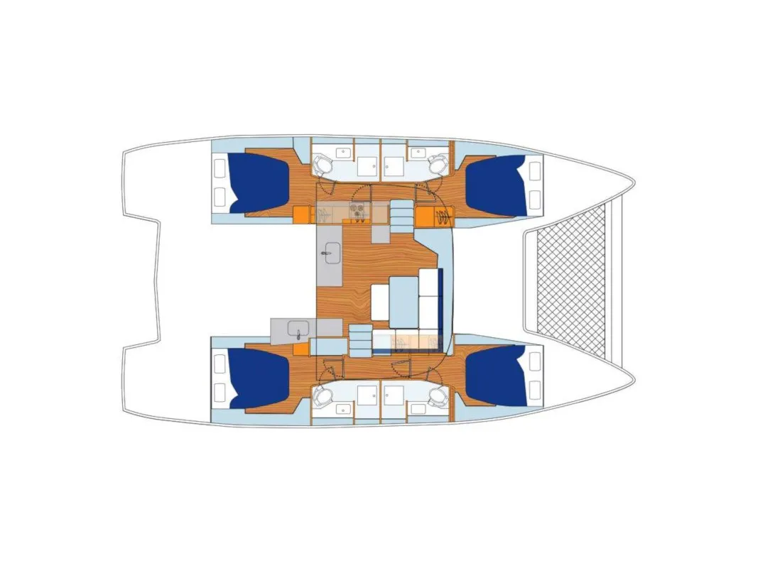 Floor plan of Lagoon 46, a catamaran at Tonnarella, Italy