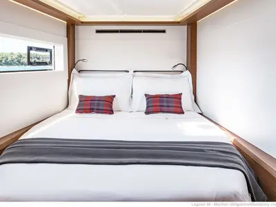 Cabin on Lagoon 46, a catamaran at Tonnarella, Italy