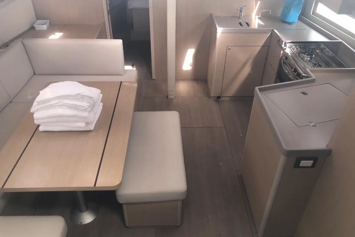 Salon of Aries, a Beneteau Oceanis 40.1 sailboat at Salerno, Italy