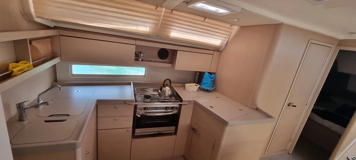 Galley of Aries, a Beneteau Oceanis 40.1 sailboat at Salerno, Italy