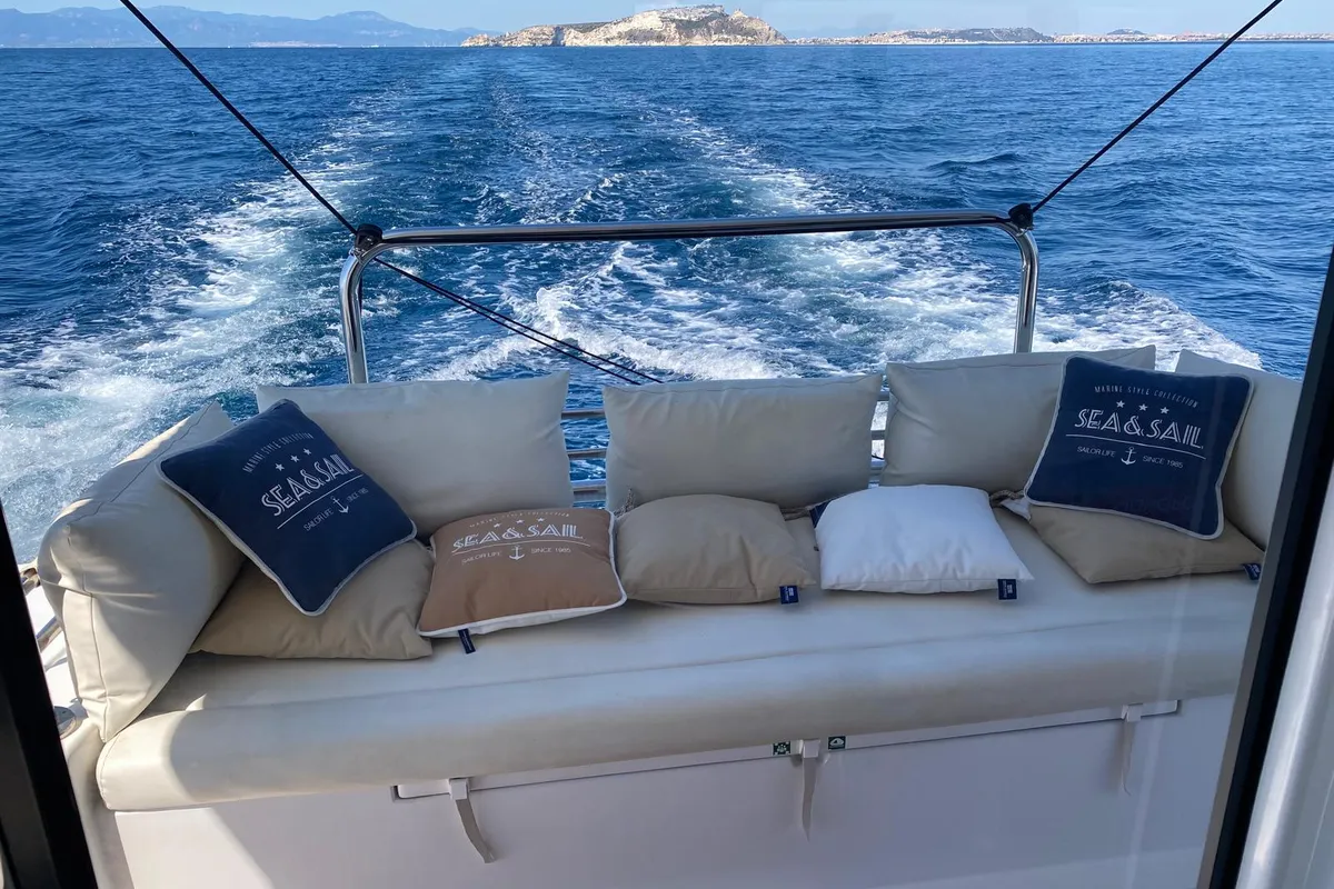 Deck of Dodo, a Bali 4.1 catamaran at Cagliari, Italy