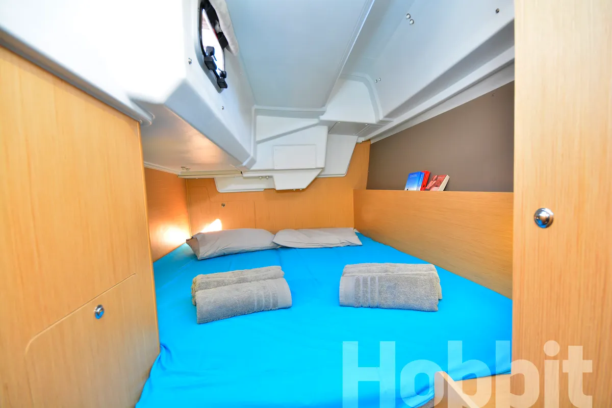 Cabin on Hobbit, a Beneteau Oceanis 35 sailboat at Kos, Greece