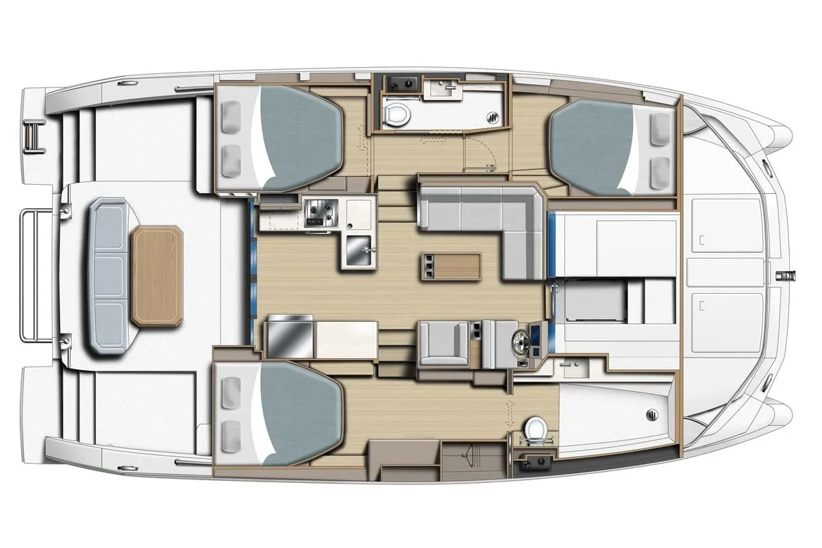 Floor plan of Moorings 403 PC Exclusive Plus, a Leopard 40 PC catamaran at Road Town, British Virgin Islands