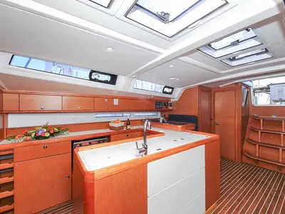 Galley of Domo, a Bavaria Cruiser 56 sailboat at Grad Pula, Croatia