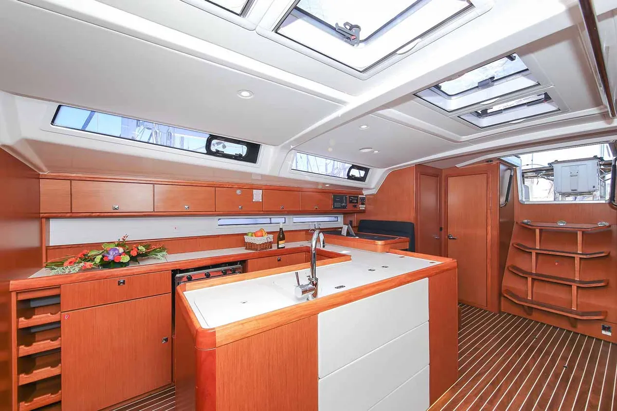 Galley of Domo, a Bavaria Cruiser 56 sailboat at Grad Pula, Croatia