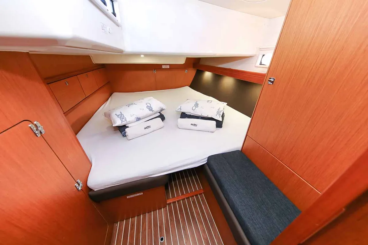 Cabin on Domo, a Bavaria Cruiser 56 sailboat at Grad Pula, Croatia