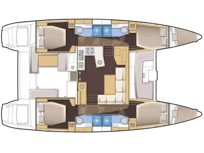 Floor plan of Altair, a Lagoon 450 Fly catamaran at Athens, Greece