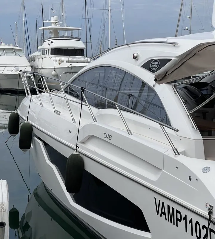 Exterior view of Piccere, a Sessa C48 motor yacht at Salerno, Italy