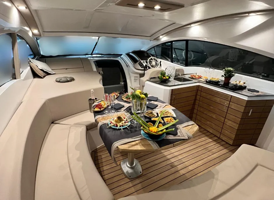 Cockpit of Piccere, a Sessa C48 motor yacht at Salerno, Italy