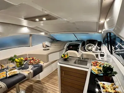 Cockpit of Piccere, a Sessa C48 motor yacht at Salerno, Italy