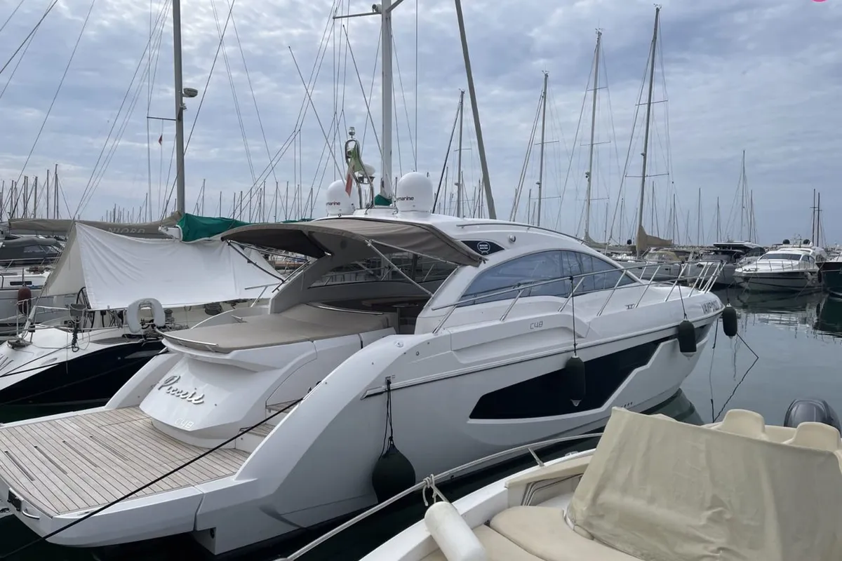 Exterior view of Piccere, a Sessa C48 motor yacht at Salerno, Italy