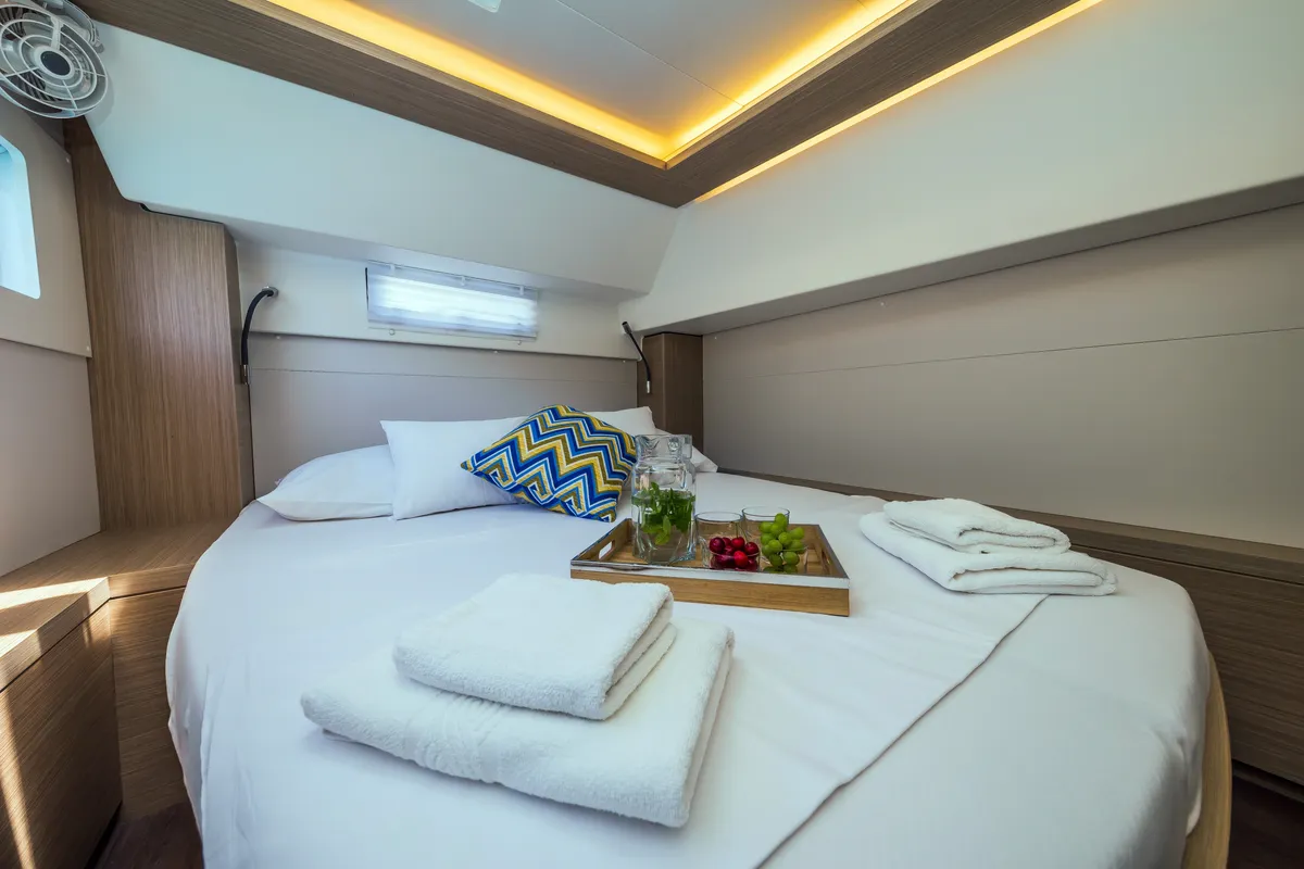 Cabin on Big Blue, a Lagoon 46 catamaran at Split, Croatia