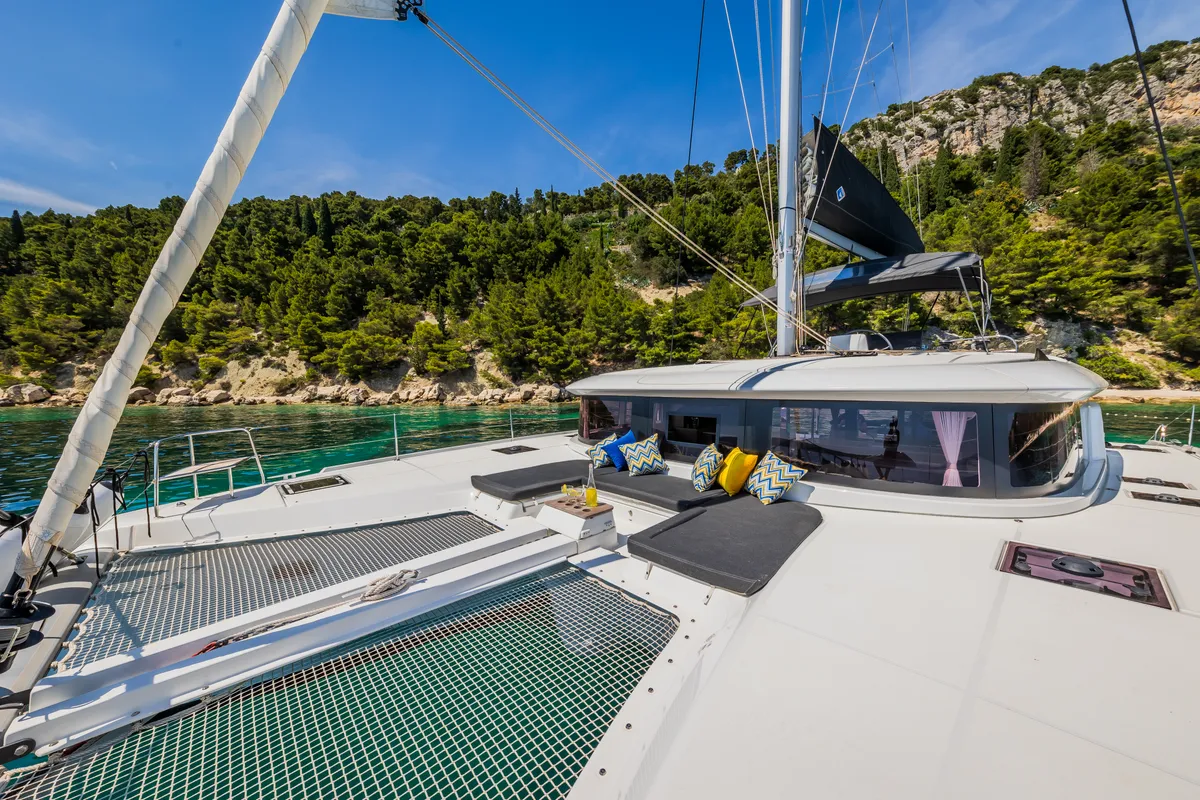Deck of Big Blue, a Lagoon 46 catamaran at Split, Croatia