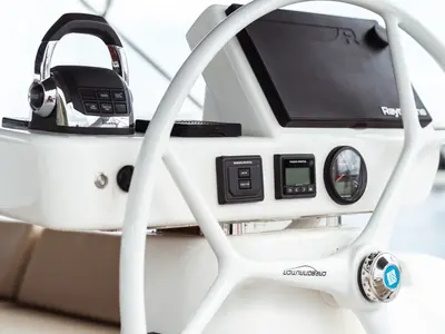 Cockpit of Eleonora, a Dufour 56 sailboat at Olbia, Italy