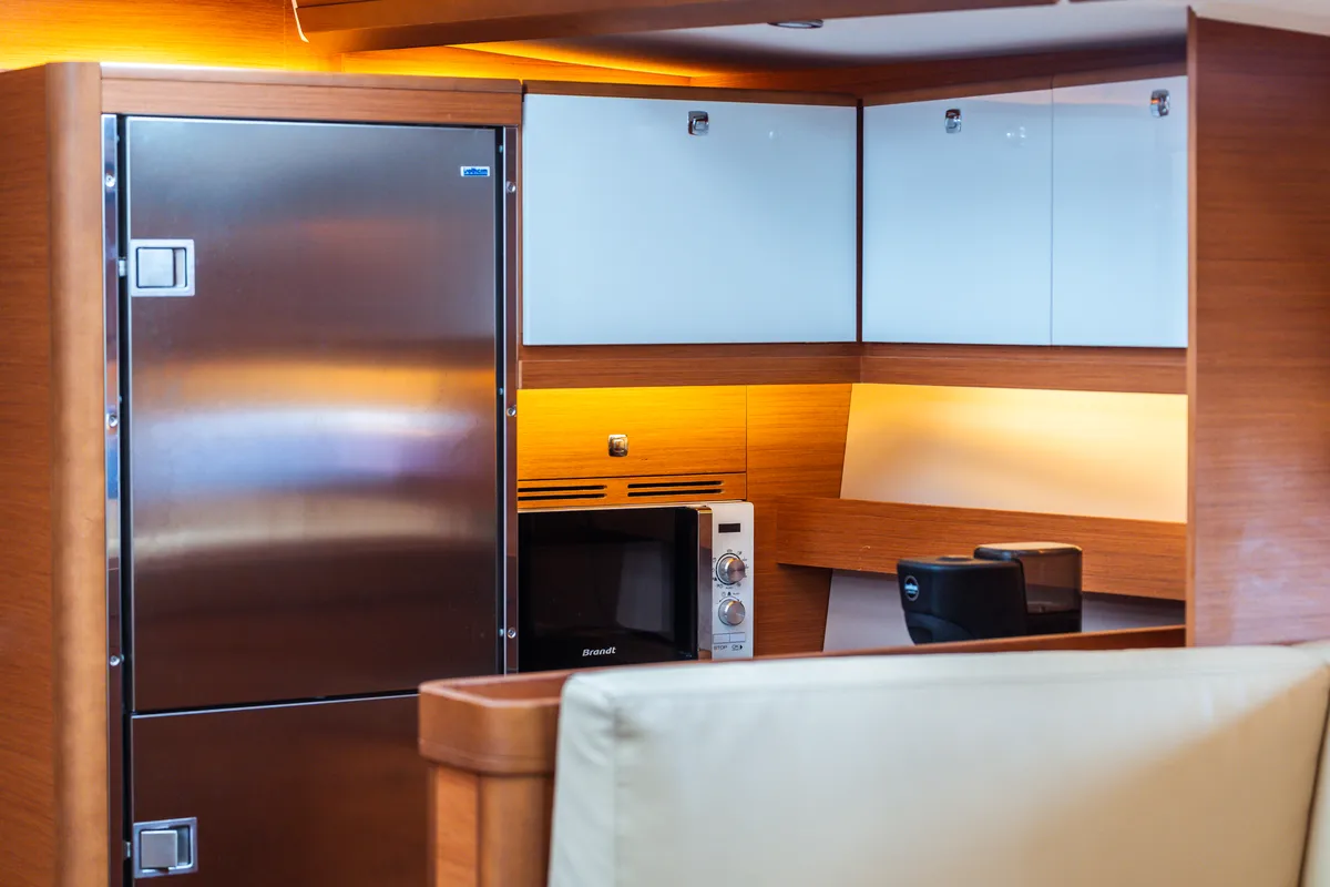 Galley of Eleonora, a Dufour 56 sailboat at Olbia, Italy