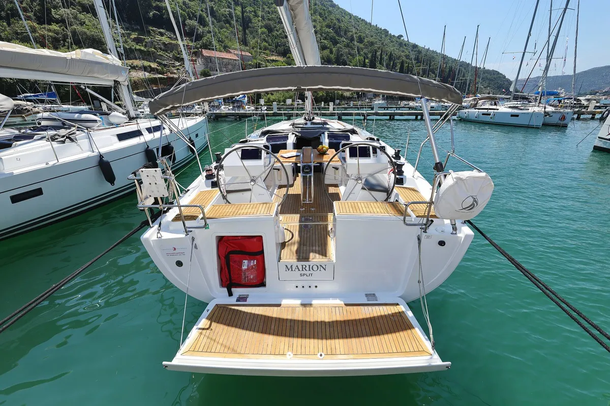Exterior view of Marion, a Hanse 455 sailboat at Dubrovnik, Croatia