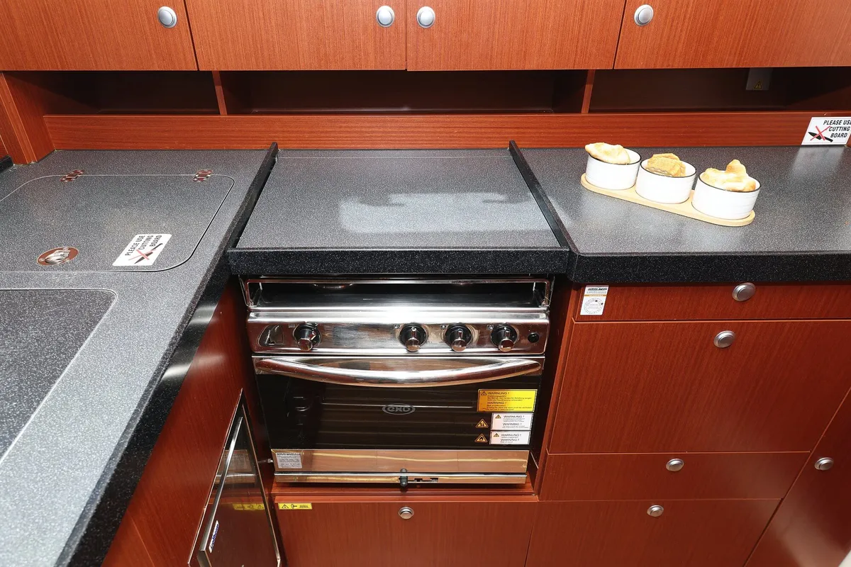 Galley of Marion, a Hanse 455 sailboat at Dubrovnik, Croatia