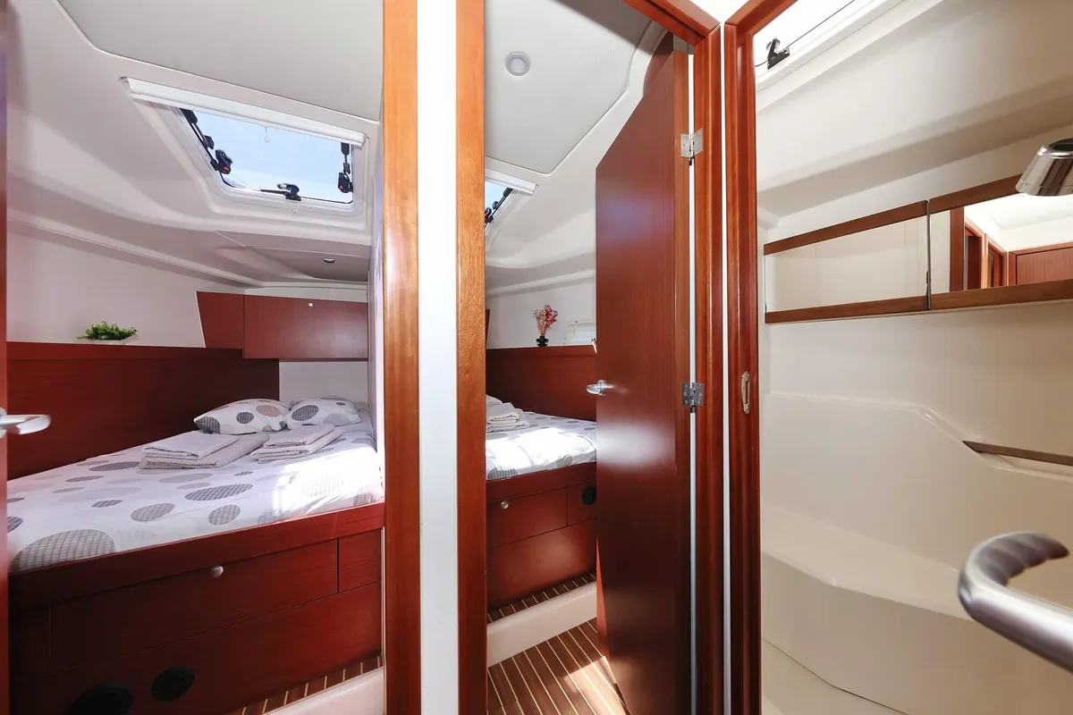 Cabin on Marion, a Hanse 455 sailboat at Dubrovnik, Croatia