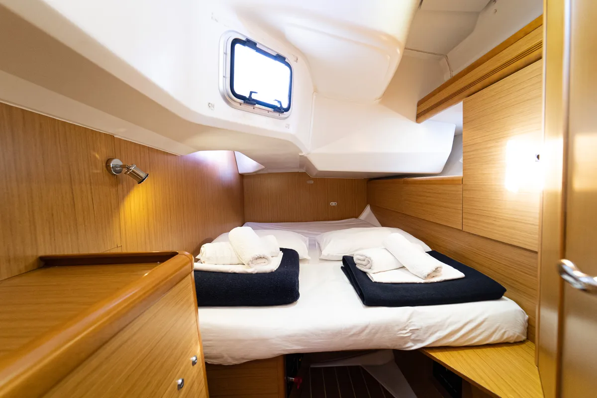 Cabin on Jeanneau Sun Odyssey 44 i, a sailboat at Kavala, Greece