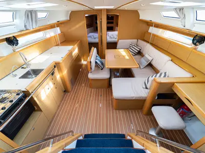 Salon of Jeanneau Sun Odyssey 44 i, a sailboat at Kavala, Greece