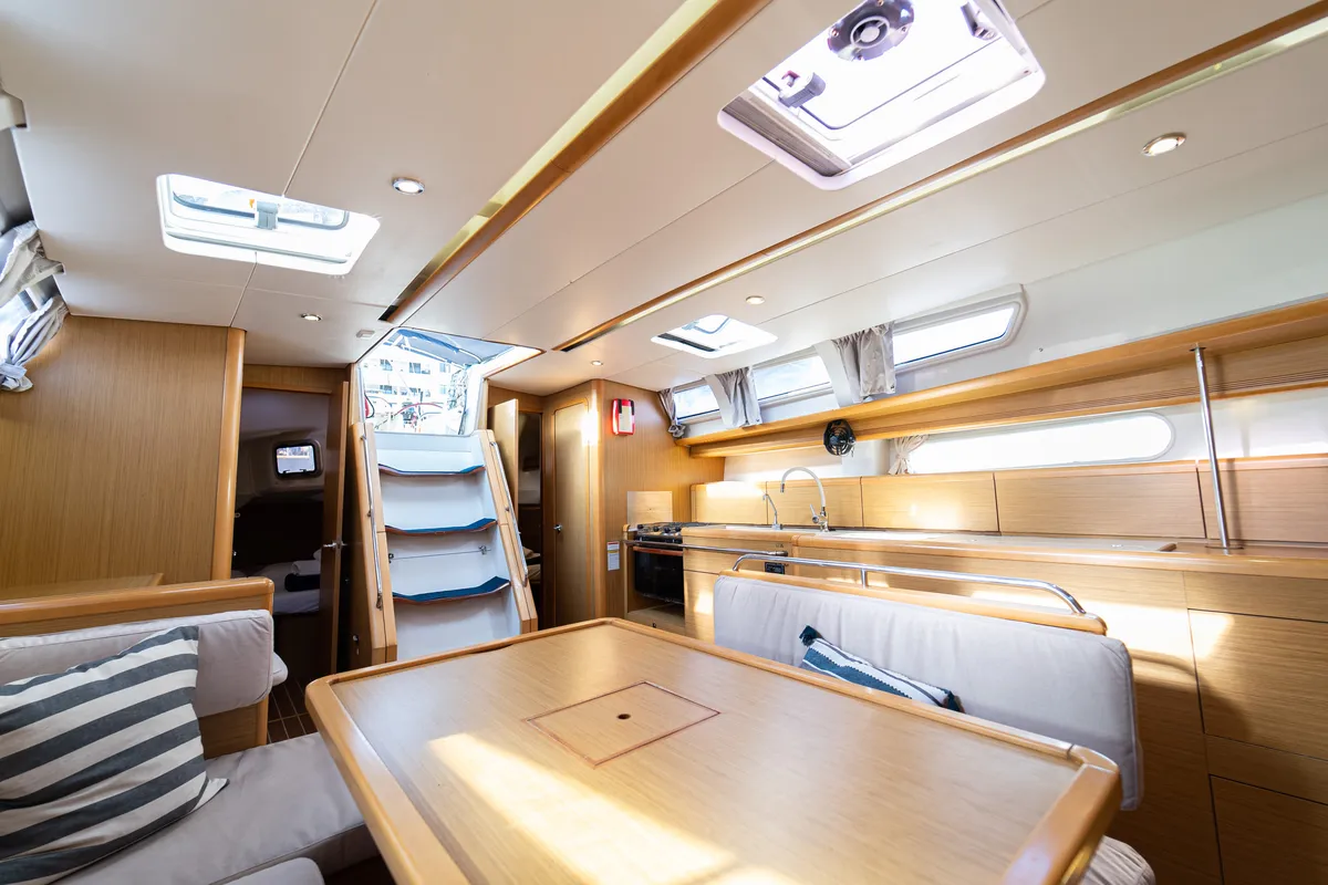 Salon of Jeanneau Sun Odyssey 44 i, a sailboat at Kavala, Greece
