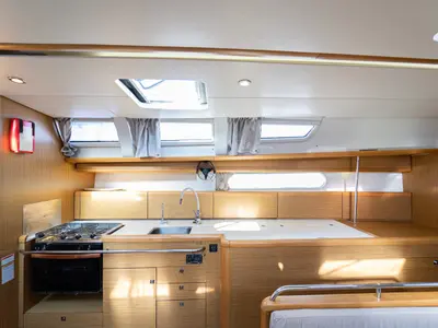 Galley of Jeanneau Sun Odyssey 44 i, a sailboat at Kavala, Greece