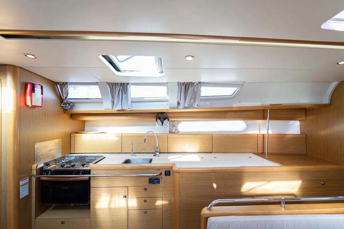 Galley of Jeanneau Sun Odyssey 44 i, a sailboat at Kavala, Greece
