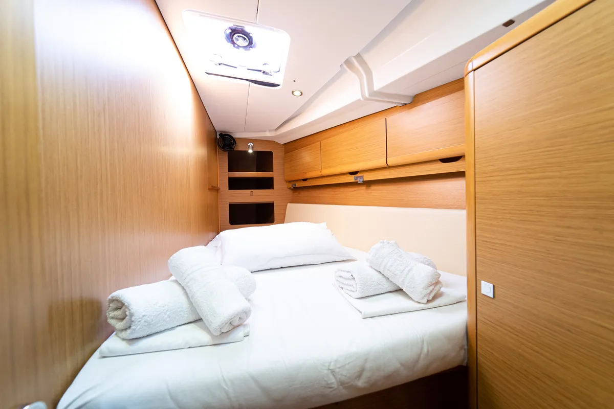 Cabin on Jeanneau Sun Odyssey 44 i, a sailboat at Kavala, Greece