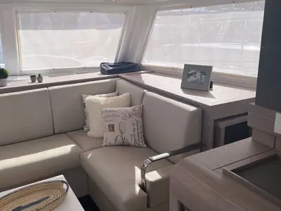 Salon of Scarlet Ibis, a Fountaine Pajot Isla 40 catamaran at Road Town, British Virgin Islands