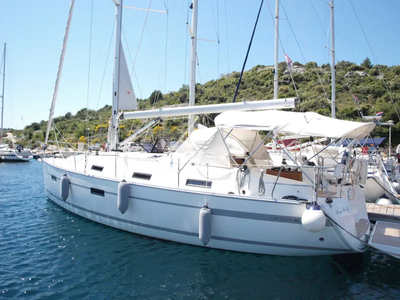 Exterior view of Sea Wolf, a Bavaria Cruiser 36 sailboat at Primošten, Croatia