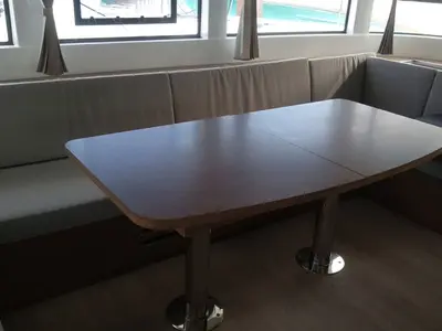 Salon of Ocean, a Lagoon 50 catamaran at Roche Caiman, Seychelles