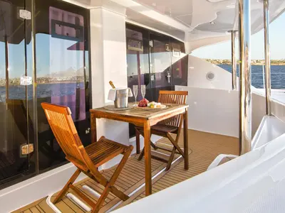 Deck of Leopard 58, a catamaran at Road Town, British Virgin Islands