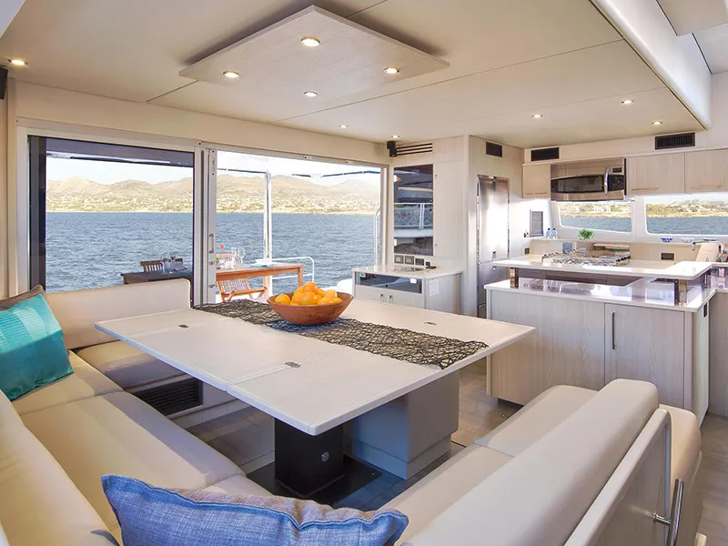 Salon of Leopard 58, a catamaran at Road Town, British Virgin Islands