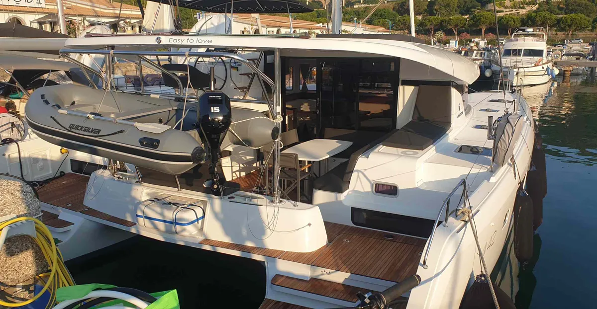 Exterior view of Easy to love, a Lagoon 42 catamaran at Tropea, Italy