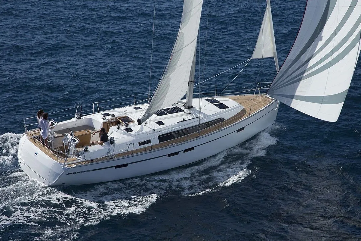 Exterior view of Leonidas Bavaria 46 Cruiser, a Bavaria 46 Cruiser sailboat at Municipal Unit of Lefkada, Greece