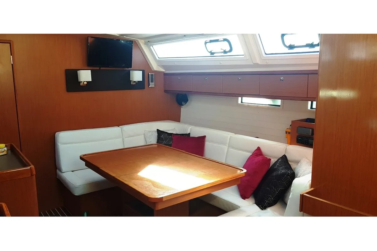 Salon of Leonidas Bavaria 46 Cruiser, a Bavaria 46 Cruiser sailboat at Municipal Unit of Lefkada, Greece
