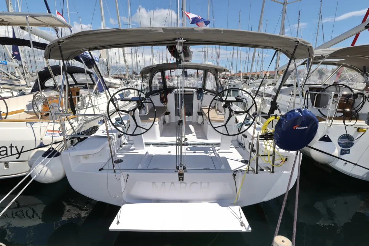 Cockpit of March, a Beneteau First 36 sailboat at Biograd na Moru, Croatia