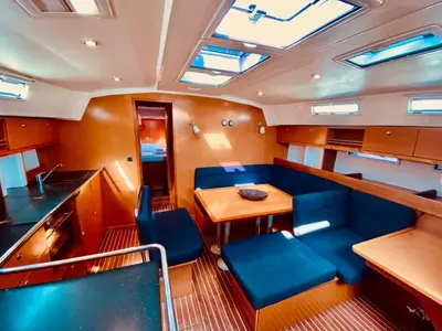 Salon of Rachelle, a Bavaria Cruiser 45 sailboat at Kavala, Greece