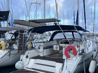 Deck of Rachelle, a Bavaria Cruiser 45 sailboat at Kavala, Greece