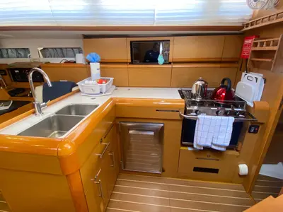 Galley of Silver Girl, a Jeanneau Sun Odyssey 469 sailboat at Road Town, British Virgin Islands