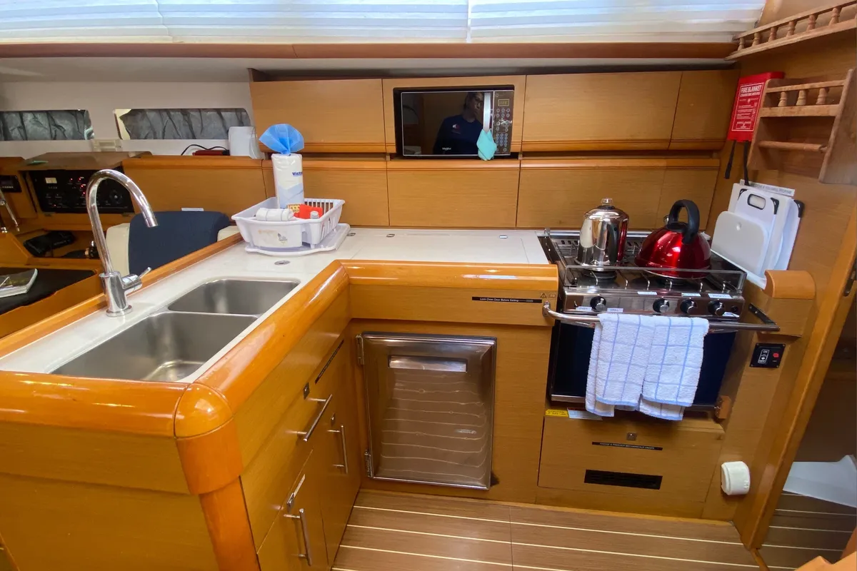 Galley of Silver Girl, a Jeanneau Sun Odyssey 469 sailboat at Road Town, British Virgin Islands