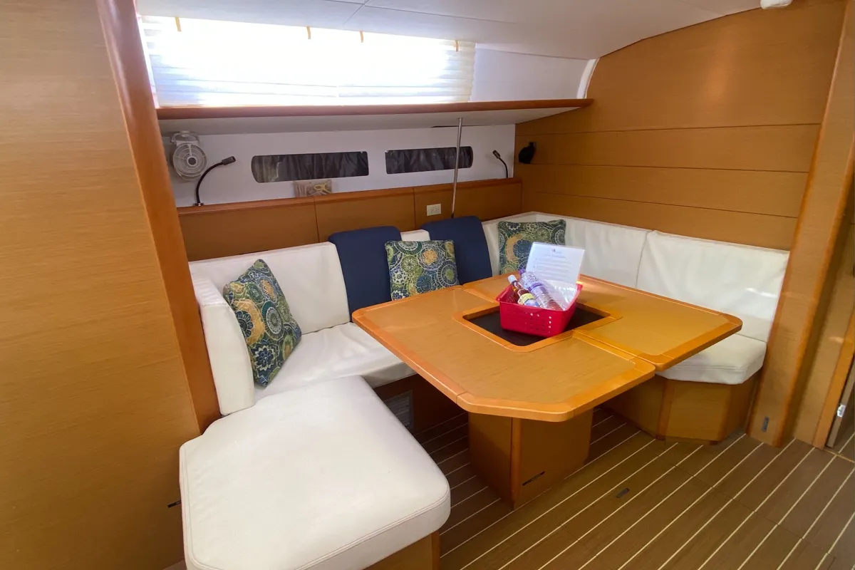 Salon of Silver Girl, a Jeanneau Sun Odyssey 469 sailboat at Road Town, British Virgin Islands
