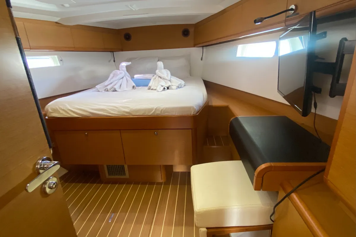 Cabin on Silver Girl, a Jeanneau Sun Odyssey 469 sailboat at Road Town, British Virgin Islands