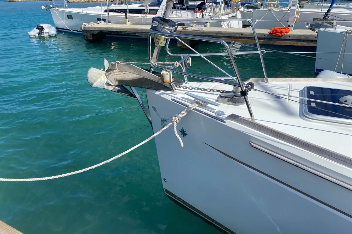 Exterior view of Silver Girl, a Jeanneau Sun Odyssey 469 sailboat at Road Town, British Virgin Islands